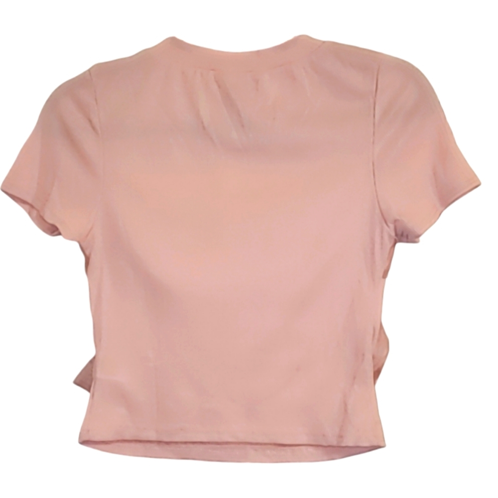 Shein Ribbed Crop Tee with Oversized Bow, medium/6, NWT - Picture 6 of 7